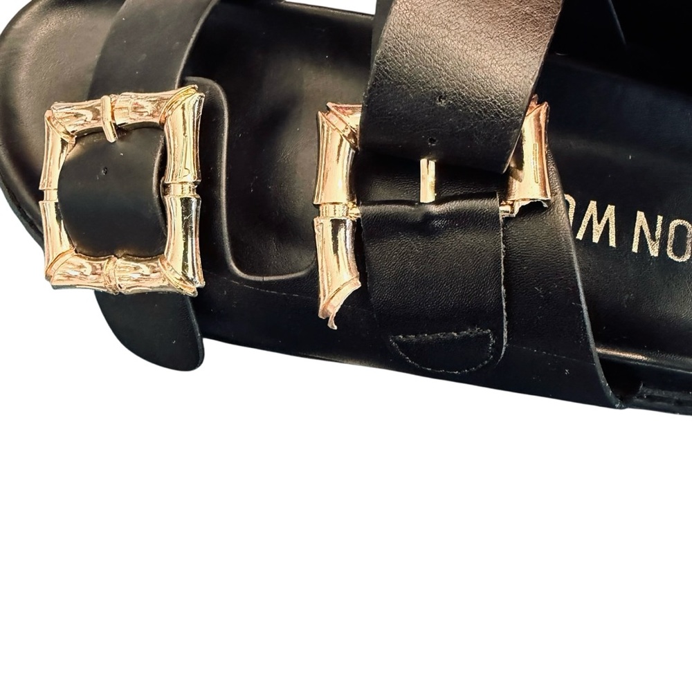 Jason Wu Black & Gold Marzan Slide Sandals with Gold Buckles - Picture 6 of 15